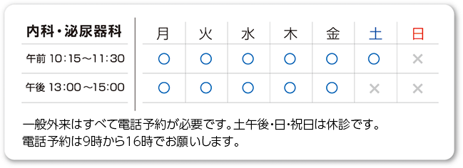 内科スケジュール
