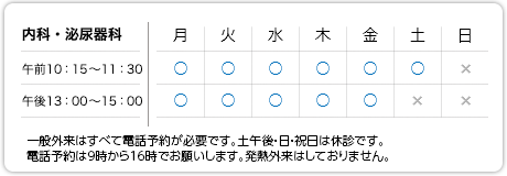 内科診療時間